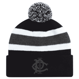 9S243M Acrylic Roll Pom Pom Toque - Black/Charcoal/White