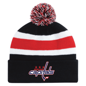 9S243M Acrylic Roll Pom Pom Toque - Black/Red/White